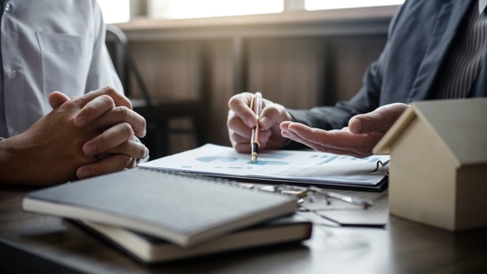 Attorney working with client