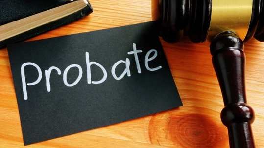 Sign on a desk reading "probate"